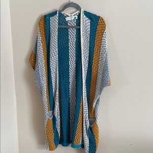 Sparrow Multicolor Striped Long Knit Cardigan